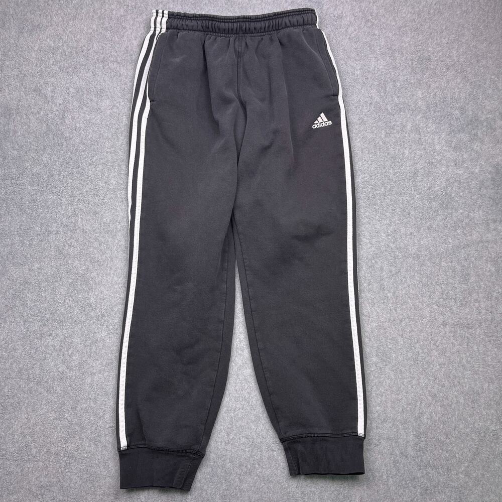 adidas sweatpants mens large black 3 stripe‎ jogger tapered